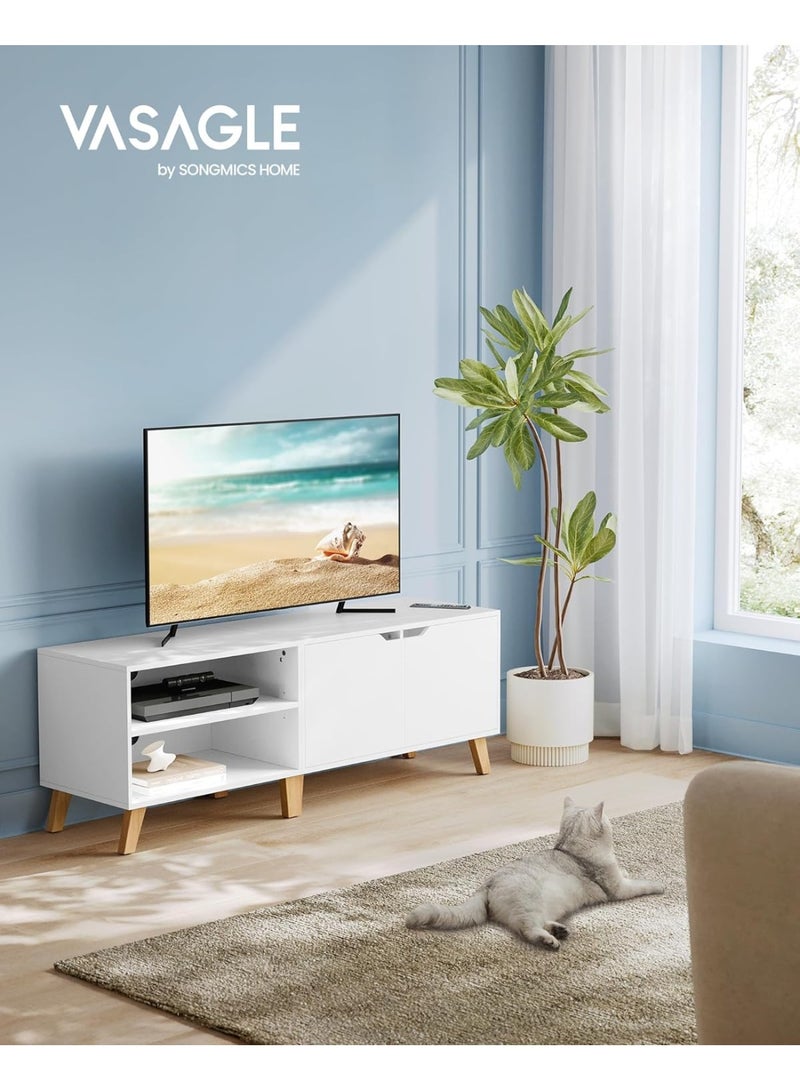 VASAGLE LTV027T46 TV Stand, 140 cm Long, with 2 Doors, Adjustable Shelf, for TVs up to 65 inches, Living Room, Dining Room and Bedroom, White - Image 2